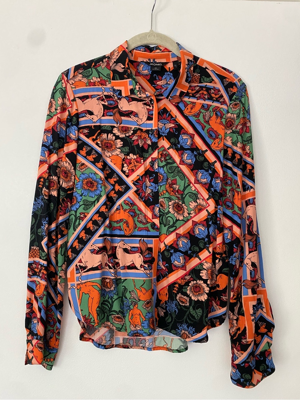Monkl Vibrant Floral & Animal Print Button-Up Blouse - Multicolor